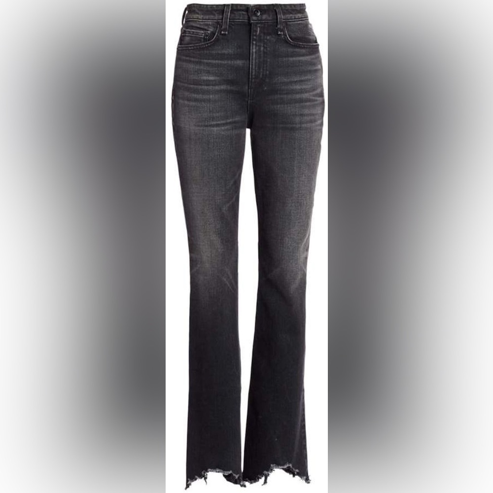 Rag & Bone NWT high rise black wash split hem flare jeans size 24